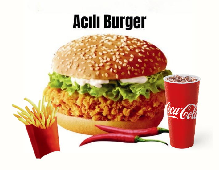 Acılı burger - Baharatlı sosu ve taze malzemeleriyle damakları şenlendiren lezzet.